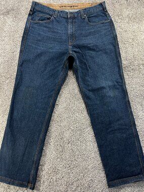 Mens Duluth Trading Company Flex Ballroom Denim Blue Jeans Relaxed Fit 38x32
